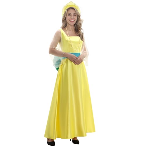 Funhoo Damen Prinzessin Kleid Anastasia Kostüm Set Elegantes Abendkleid Kopfschmuck Blaue Schleife Halskette für Cosplay Halloween Theater Party...