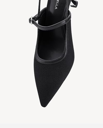 Women's Kitten Heel Pumps - Pointed Toe Closed Toe Sandals with Back Strap, Elegant Low Heel Dress Shoes for Office & Formal Events3