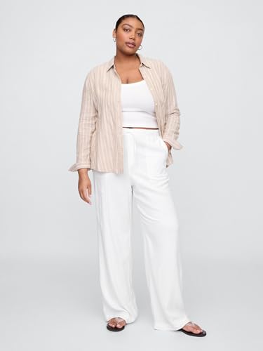 Image of Gap Womens Wide Leg Linen Pull on Pant