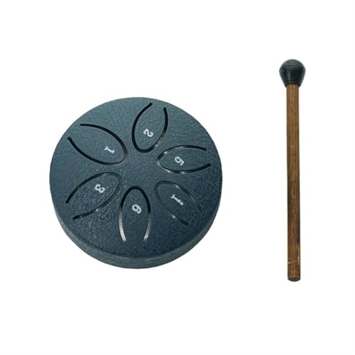 Hohota Rain Drum For Outside, Steel Tongue Drum 6 Notes 3 Inch Chakra Tank Drum Steel Percussion Padded Mallets(Blue)