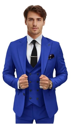 Men's 3 Piece Suit Slim Fit Double Breasted Tuxedo for Men Formal Wedding Prom Suits Blazer Vest Pants