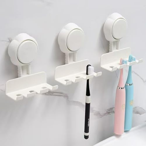 Suweiyuanshiyi 3PCS Razor Holder for Shower,White Suction Cup Holder for Shower Wall,Toothbrush、Hooks for Bathroom and Towel, Razor Hanger for Men and Women, Removable, Waterproof, Round-Shaped by suweiyuanshiyi - Used condition - CA$11.70