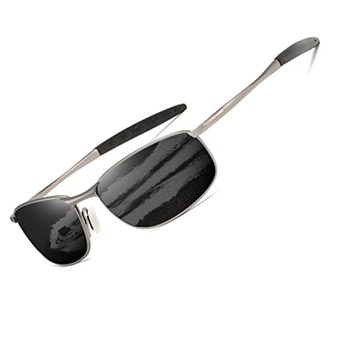 Image of AEVOGUE Polarized Sunglasses For Men Rectangle Metal Frame Retro Sun Glasses AE0535 (Gray&Black, 59)