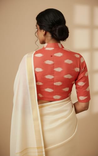 Image of Cotton Pochampally ikat unstitched blouse, Kurthi, long frock fabric material for women (1 meter, 2 meters & 3 meters)