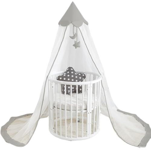 Cunlvyyds Crib Canopy Hanging Fine Mesh Dome-Shape Net with Door Flaps Floor-Hugging Border 236x87 in Breathable Tent for Infant