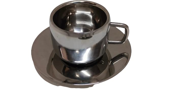 Dynore Stainless Steel Set of 6 Apple Tea Cup with 6 Saucer - Image 5 thumbnail