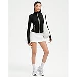 SUUKSESS Women Golden Full Zip Up Workout Cropped Jackets Lightweight Athletic Yoga Tops - Image 3