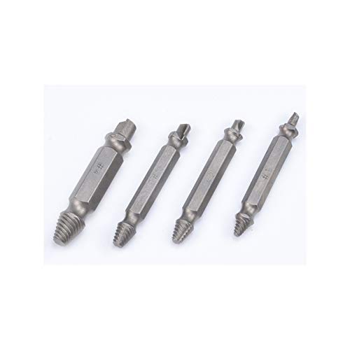 HOHXEN Set of 4 Stripped Screw Removers Damaged Screw and Bolt Extractor Set -Easily Remove Stripped or Damaged Screws, Made From H.S.S. 4341#, the Hardness 62-63HRC