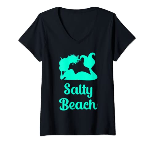 Mujer Salty Beach - Mermaid Camiseta Cuello V