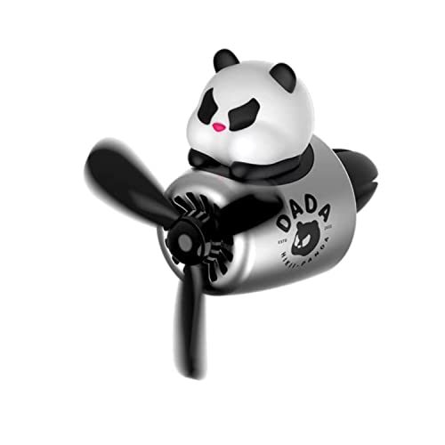 Image of Car fragrance diffuser pilot air outlet fragrance diffuser cartoon rotating fan leaf perfume cute cartoon shape perfume air freshener with 2 fragrances (panda)
