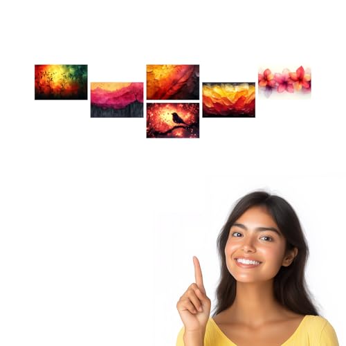 Image of SiddArtify Abstract Nature Wall Art Prints Set - Modern Landscape Poster Decor for Living Room Bedroom Office - Set of 2-4x6 Inch - Board (Pack of 6) - Sticker (Pack of 6)