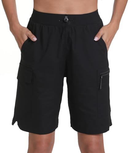 zsenoxaxi Women's Hiking Cargo Shorts Quick Dry Lightweight Shorts for Travel Athletic(Black,XL)