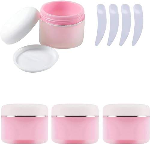 Słoiczki kosmetyczne, Opakowanie 4 szt., matowe, różowe plastikowe słoiki kosmetyczne z zakrętką, pojemnik na kremowy balsam(100ml)