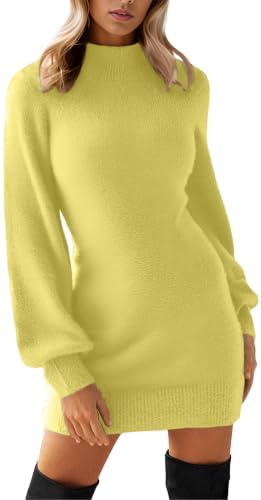 Image of GRECERELLE 2026 Womens Fall Winter Mock Neck Mini Pullover Sweater Dress