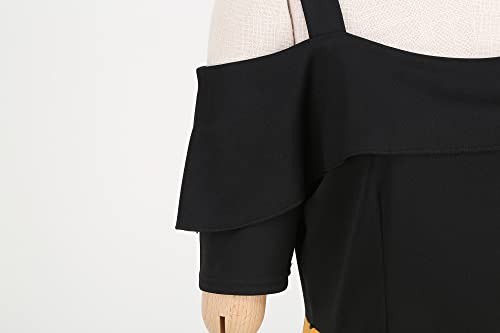 Wellwits Women's Off Shoulder Strap Polka Dots 1950s Vintage Dress3