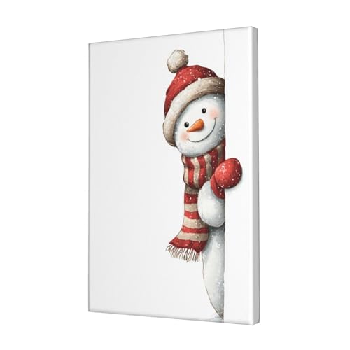 Lienzo de muñeco de nieve de Navidad Woshuwo enmarcado, el regalo ideal de 30x45 cm