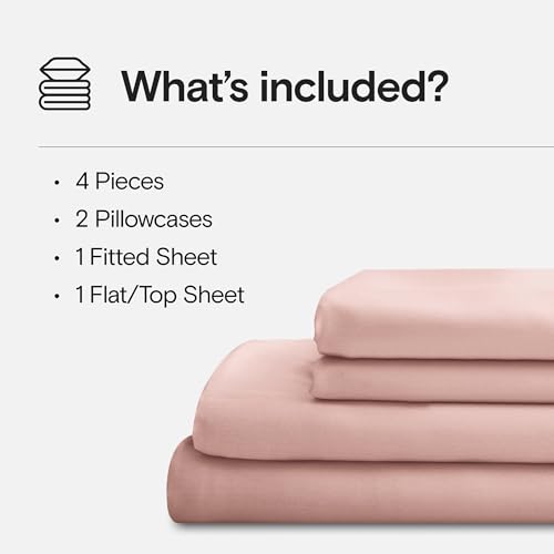 Image of DOZ Sheet Set, 100% Viscose derived from Bamboo, Organically Grown, Buttery Soft, Cooling Sheets, High GSM, Deep Pockets - 4 Piece - 2 Pillowcases 1 Fitted 1 Top Sheet (Blush, Cal King)