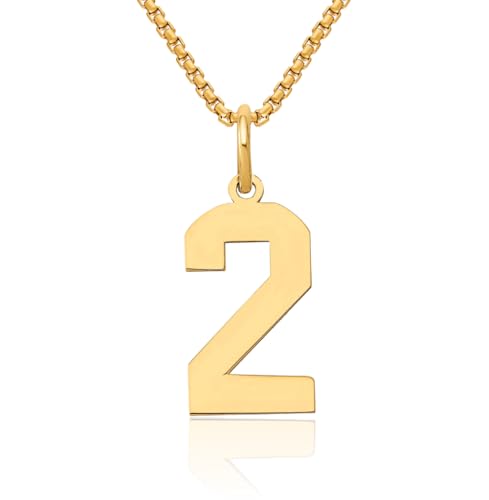 IceCarats 14K Solid Yellow Gold Medium Number 2 Necklace Chain Pendant Charm