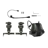 amleso ヘルメット ヘッドセット 聴覚プロテクター 軽量 マイク付き イヤーマフ 狩猟用ヘッドフォン ラジオ、芝刈り、狩猟活動用, 緑