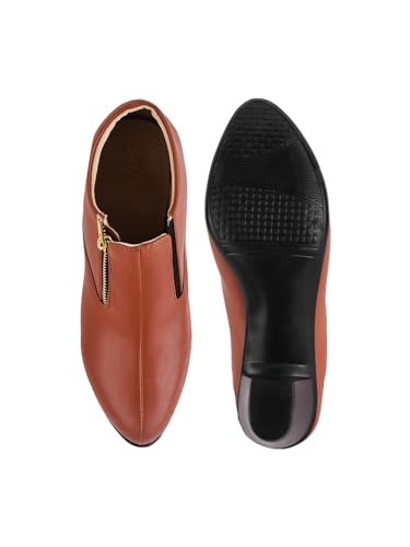 Image of TRYME and Stylish Block Heel Fashionable ankle Boots with Zip look for Womens and Girls