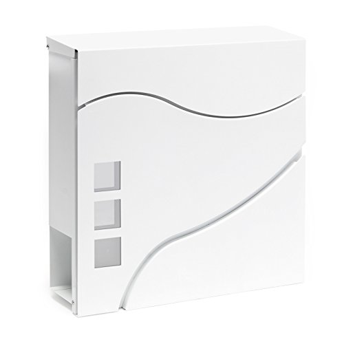 Wiltec Buzón de diseño V28 Blanco 370 x 105 x 370 mm, de Pared co...