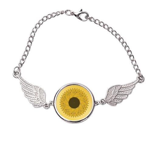 Bracelet ailes d'ange en métal jaune avec motif tournesol M