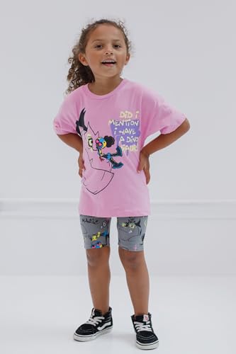 Image of Marvel Girls Oversized Drop Shoulder T-Shirt and Bike Shorts Outfit Set Toddler to Big Kid Sizes (2T - 14-16)