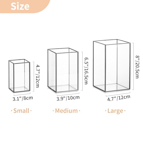 Nuptio B0CBVCSWRF Glass Hurricane Candle Holder: 3 Pcs Black Lanterns Geometric Pillar Candles Holder Decorative Lantern Centerpiece thumb #5