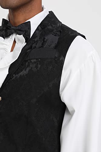 Mens Suit Vest Paisley Floral Victorian Vests Steampunk Gothic Waistcoat & bow tie Pocket Square4