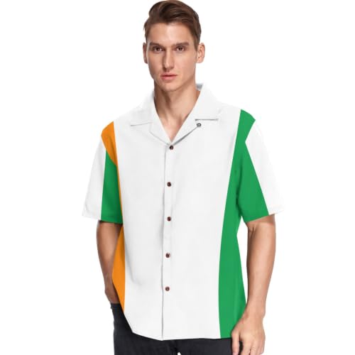 Chemise hawaïenne homme motif drapeau côtes ivoire boutonnée été