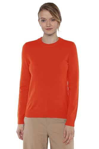 Image of JENNIE LIU Women's 100% Pure Cashmere Crew Neck Sweater, Tight Knit Cozy Soft Hand Washable Long Sleeve Pullover