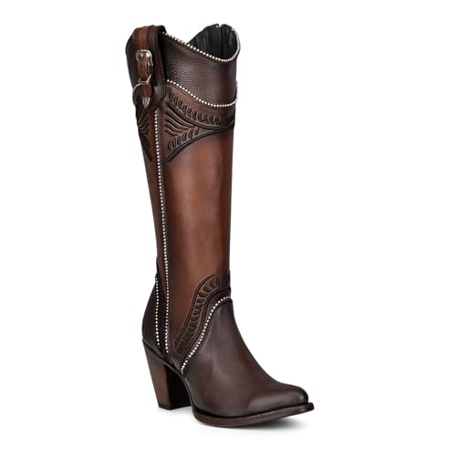 Image of Cuadra Women's Western Tall Boot Bovine Leather Pointed Toe Brown | 3F82RS
