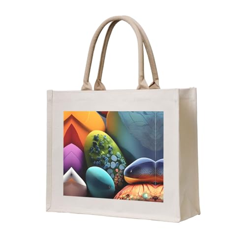 WBQLSL Borsa da spiaggia con pietre colorate, perfetta per spiaggia, picnic, viaggi e tempo libero a bordo piscina