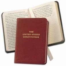 Palm Size Constitution in traditional Red Calfskin Leather.by Graphic Image - 2.75x3.75