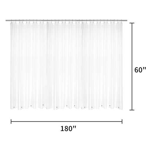 Image of Barossa Design Clawfoot Tub Shower Curtain Liner with 12 Magnets - 180 inch W x 60 inch H Short PEVA Shower Curtain Wrap Around for Bathroom, Waterproof PVC Free & Metal Grommets - Frosted, 180x60