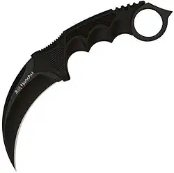 Genérico Faca Canivete Curvada Oxidada com Bainha Modelo Karambit Faca de Treinamento (Preta)