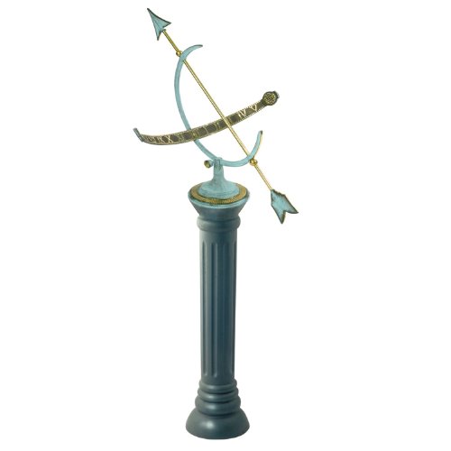 Rome B19 Large Column Sundial Pedestal Base, Cast Iron with Painted Finish, 28-Inch Height by 9-Inch Width