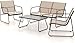 Grand patio Set di Mobili in Textilene, Arredamento Giardino Set di 4 Pezzi, con Tavolino in Vetro, 2 Sedie e Panchina, Ideale per Giardino, Cortile e Terrazzo (Marrone scuro) immagine