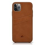 Bullstrap Premium Leather Portfolio Phone Case Compatible with Apple iPhone 11 Pro, Sienna Brown