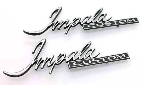 Image of Pair New Impala Custom Script Emblem Coupe Rear Sail Panel Badge Replacement for 1971-1976 Impala (Chrome), EI-#+#-1