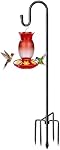 COCONUT 62" Crochets de bergers pour l'extérieur, Oiseaux Pôle avec 5 Pong Base, Crochet de bergers de hauteur réglable pour les colibris, Bird Feeder, Plante légère, Chimes de vent, Lanternes (1 Boîte)