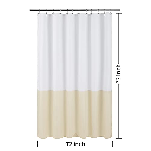 Image of ALYVIA SPRING Waterproof Fabric Shower Curtain Liner - Soft & Light-Weight Cloth Shower Liner, 3 Bottom Magnets, Hotel Quality & Machine Washable - Standard Size 72x72, White and Cream