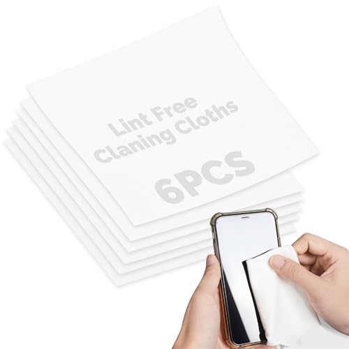 GEMMAHW 6-Pack Lint Free Cloths, 30x30CM Soft Screen Wipes, Lint Free Cleaning Cloths - Highly Absorbent Water & Oil, White Microfibre Cloth Perfect for Home & Office Use