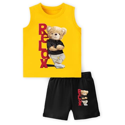 Image of TS LAVI TAVI Baby Cotton Clothing Set | Sleeveless T-Shirt & Shorts Combo | Summer Wear for Boys & Girls | Soft Breathable Fabric | Multicolor Pack of 3
