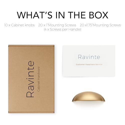 Image of Ravinte Champagne Bronze Drawer Pulls Cabinet Cup Pulls 3 Inch 10 Pack | Kitchen Hardware, Cup Pull Shape, Cabinet Handles, Drawer Handles, Smooth Drawer Grip,For Dressers, Cupboards