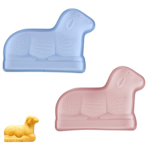 SilverChry Set da 2 Stampo Agnello Pasquale in Silicone, Stampo per Dolci per Pasqua, Capacità 1,2L, Stampi in Silicone per Dolci per Torta Agnello e Dolci Pasquali