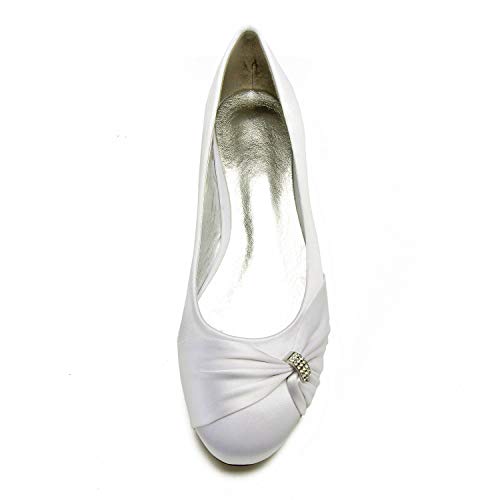 Women's Satin Wedding Flats for Bride Round Toe Slip on Formal Dress Flat Shoes Evening Bridal Party Dress Flat Shoes2