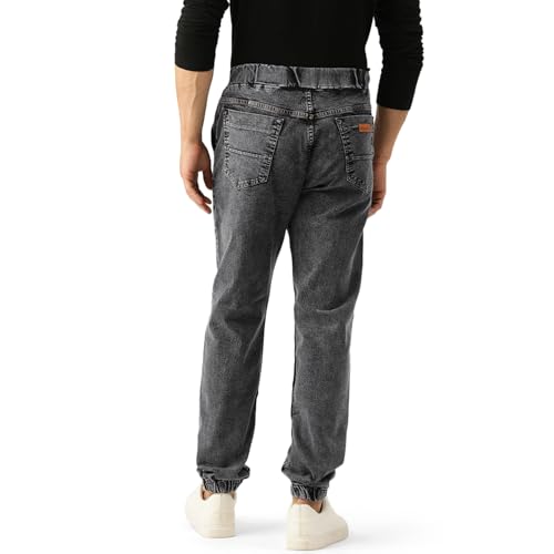 Image of PARIS HAMILTON Men Relaxed Fit Stretchable Heavy Fade Denim Jogger Jeans