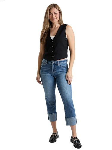 ROYALTY FOR ME Women's Premium Stretch Mega Cuff Jeans, M Medium Blue, 144