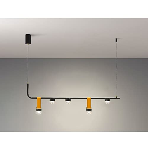 Suspension LED salle à manger au design épuré en métal et verre suspendu
